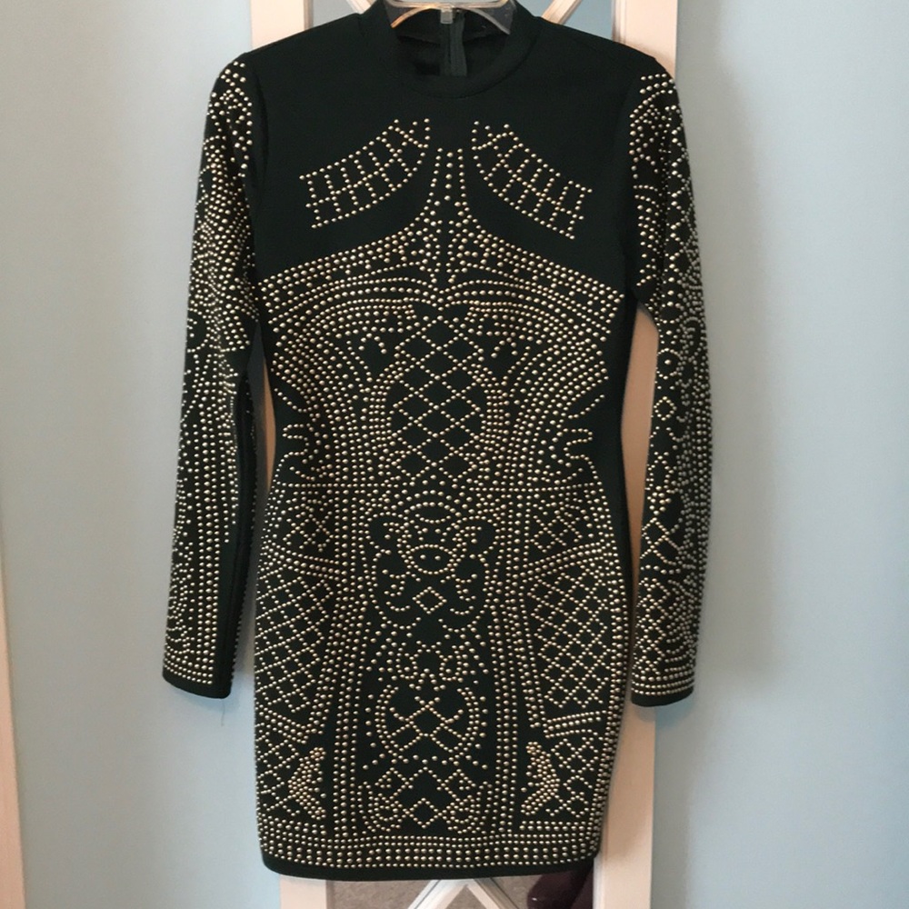 Windsor Emerald Green Beaded Mini Dress